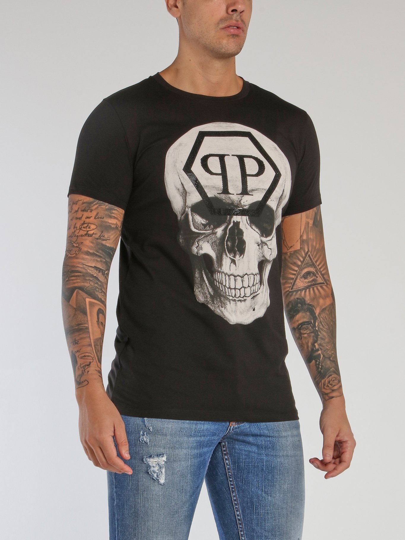 Black Reflective Monogram Skull T-Shirt