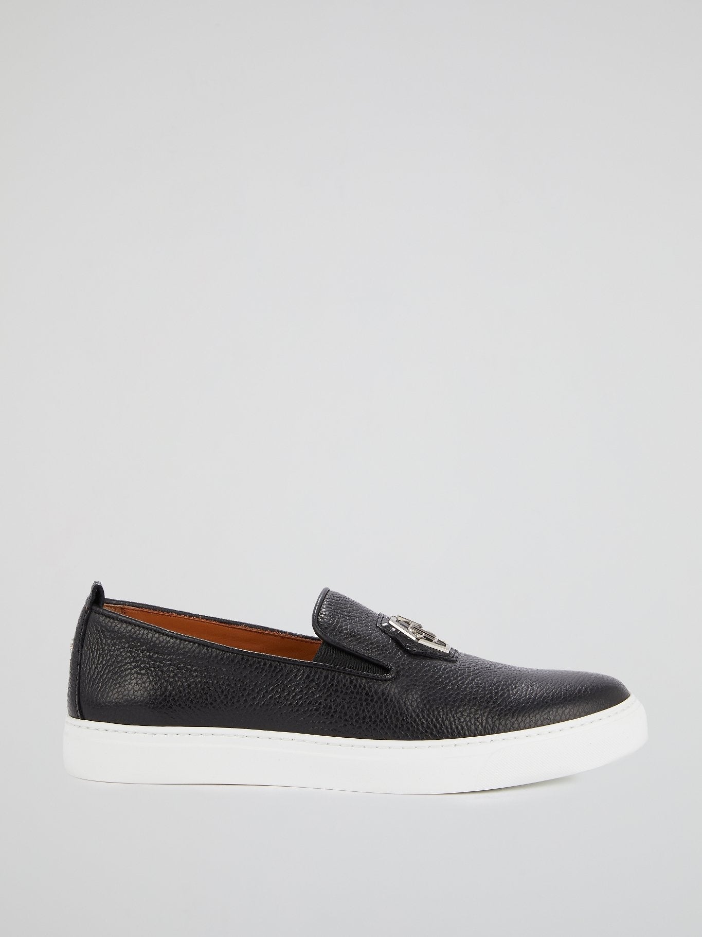 Black Monogram Patched Slip On Trainers