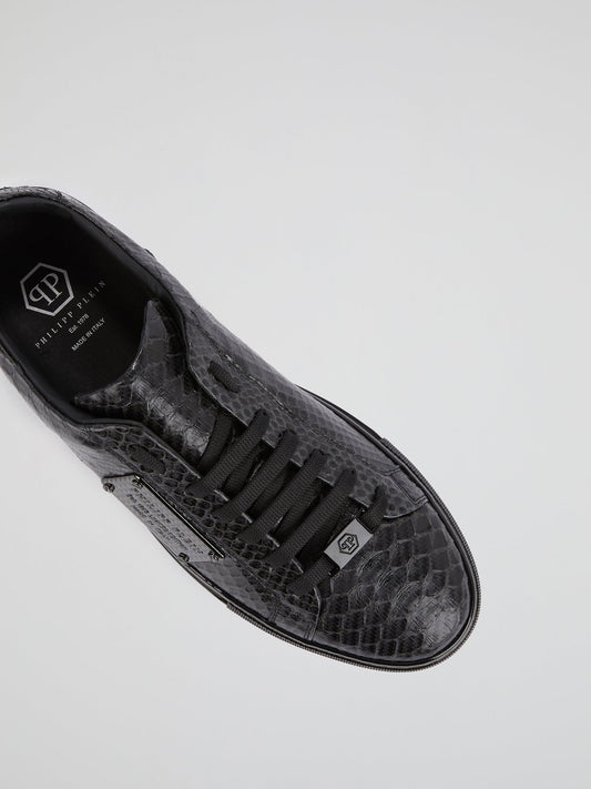 Black Low Top Reptile Sneakers