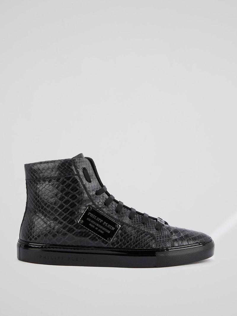 Black High Top Reptile Sneakers