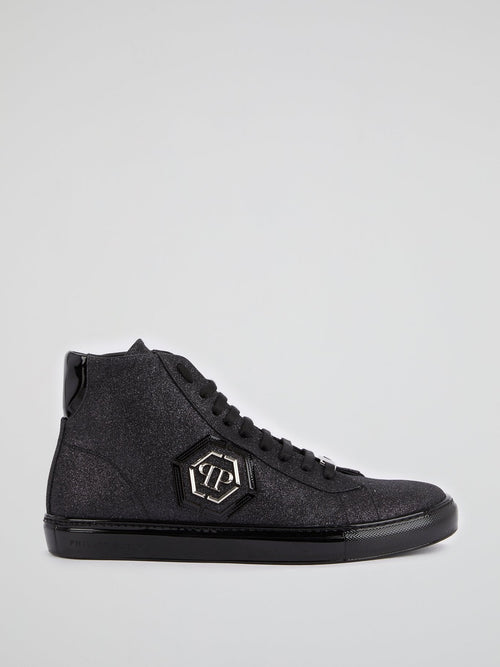 Black Glitter High Top Sneakers