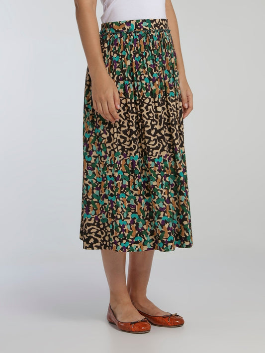 Rossignol Multicolour Léopard Printed Midi Skirt