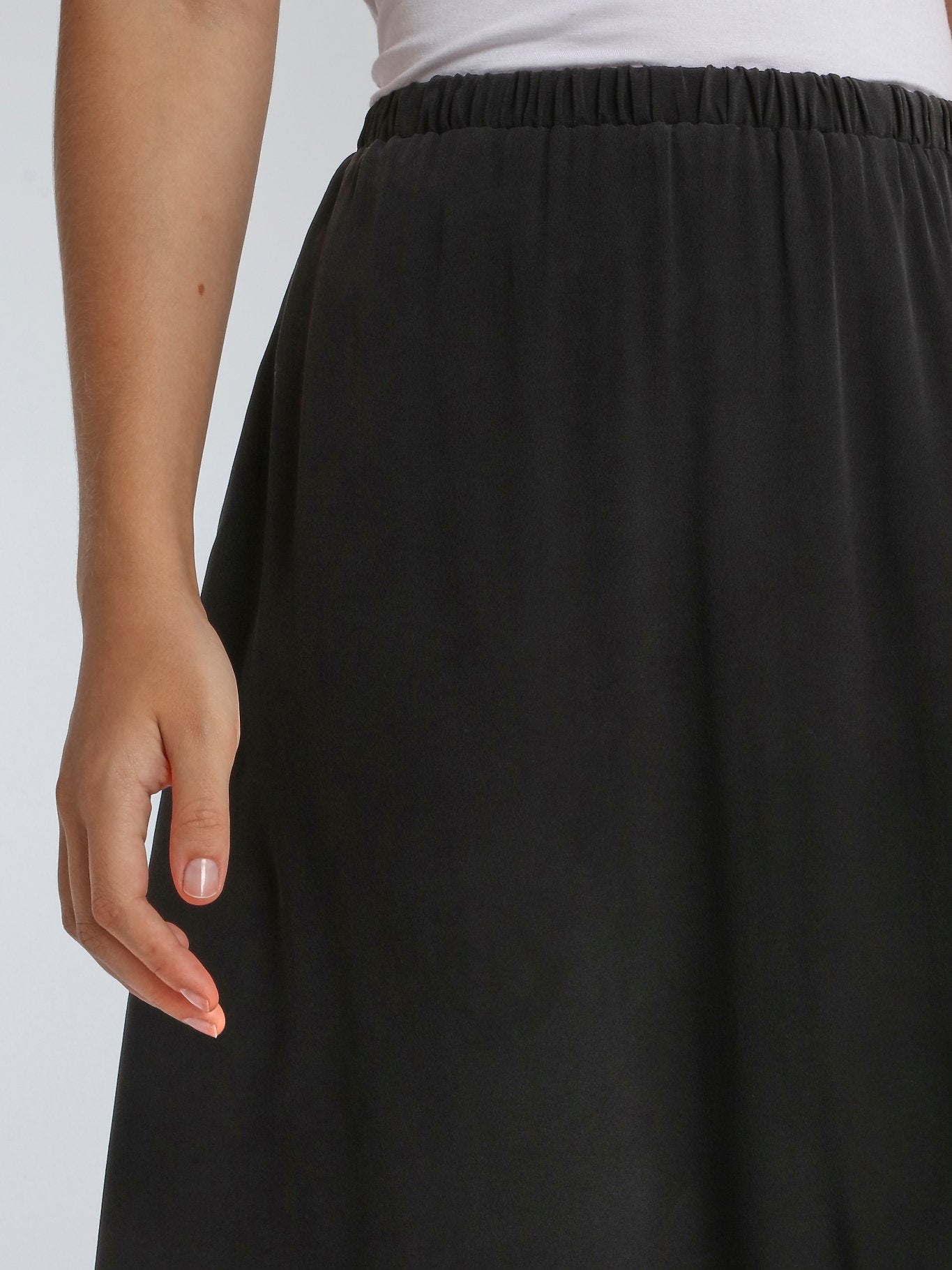 Marvin Black Waistband Midi Skirt