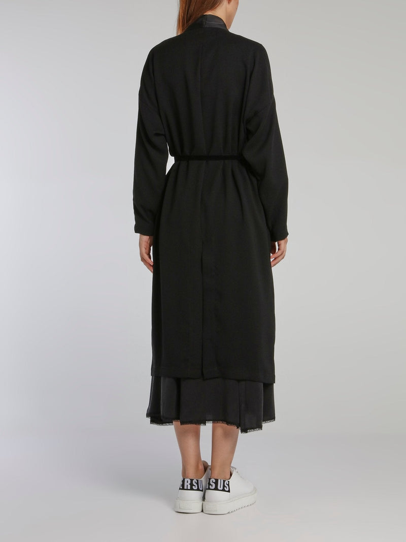 Viva Black Crepe Long Coat