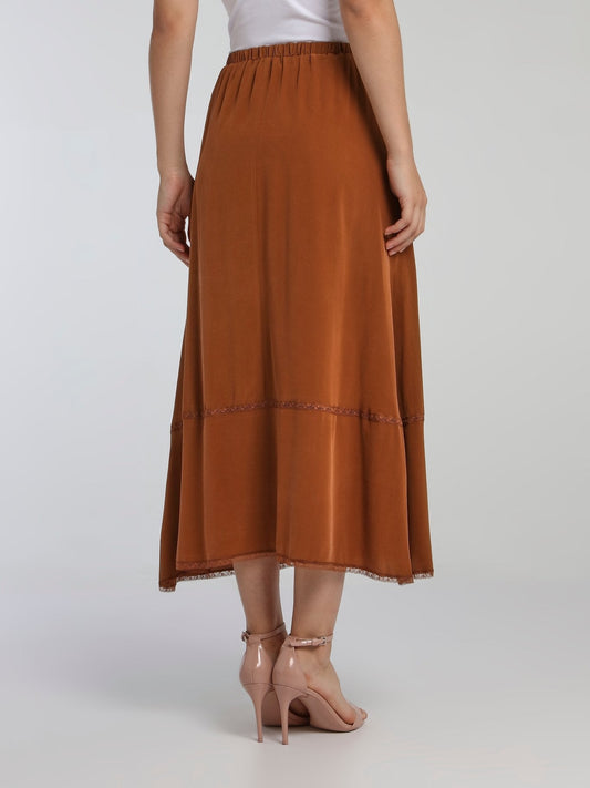 Marvin Brown Waistband Midi Skirt