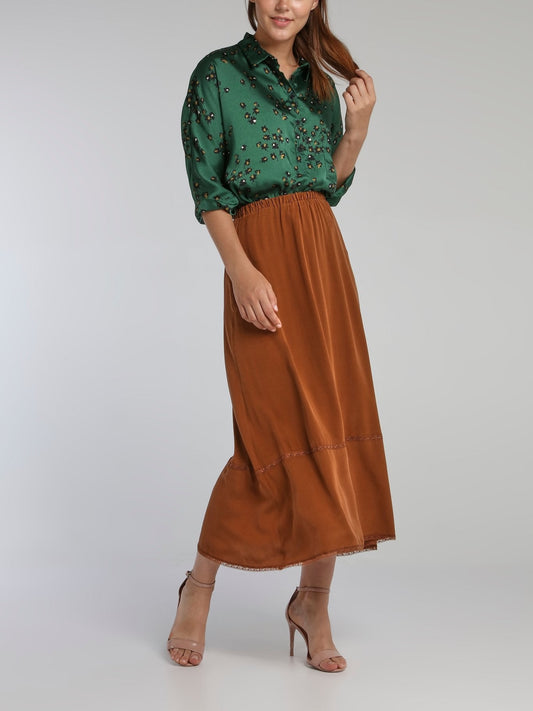 Marvin Brown Waistband Midi Skirt