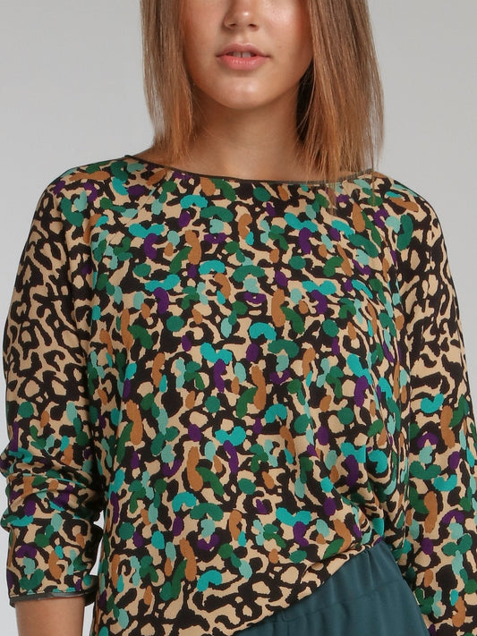 Ruse Multicolour Leopard Print Top