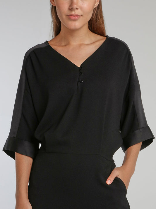 Vampas Black Three-Quarter Sleeve Dress