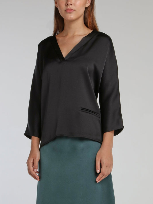 Vanille Black Satin Crepe Top