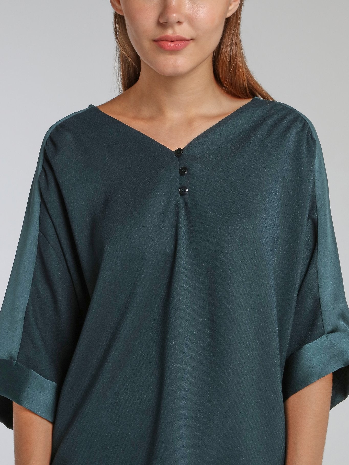 Vernon Teal Satin Trapeze Top