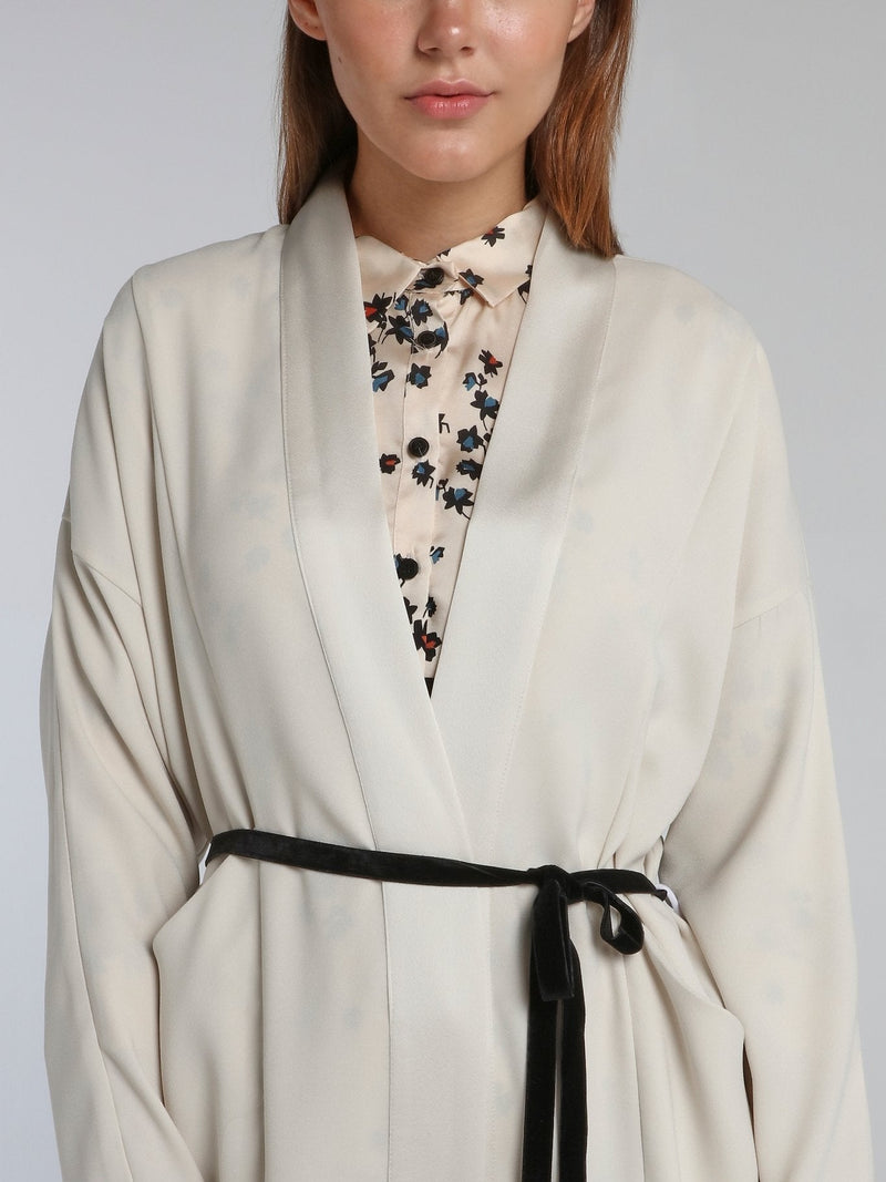 Viva White Crepe Long Coat