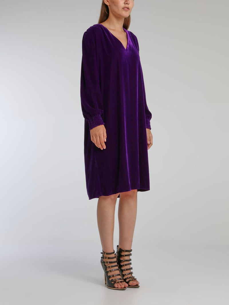 Warrior Purple V-Neck Straight Dress