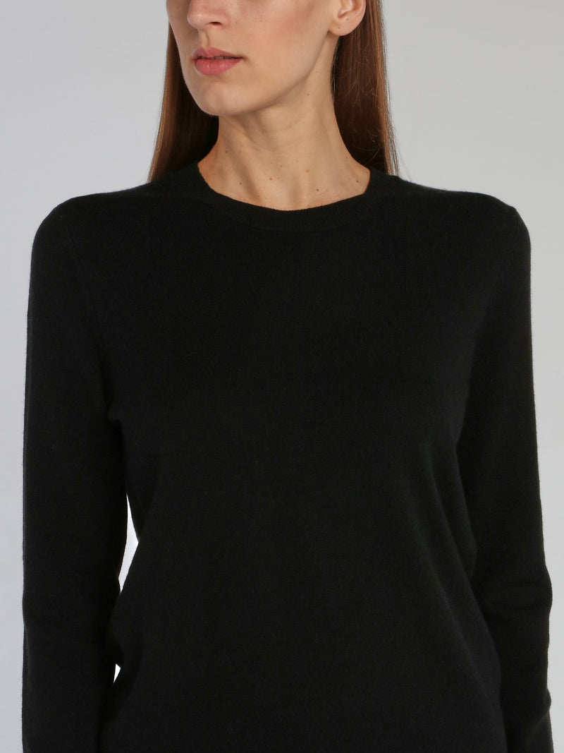 Black Fur Patch Pullover