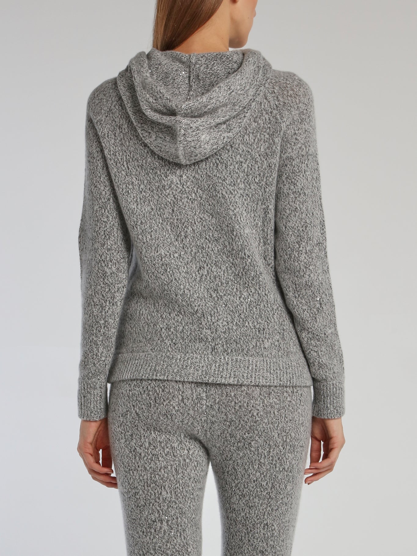 Paola Grey Knitted Hoodie Sweater