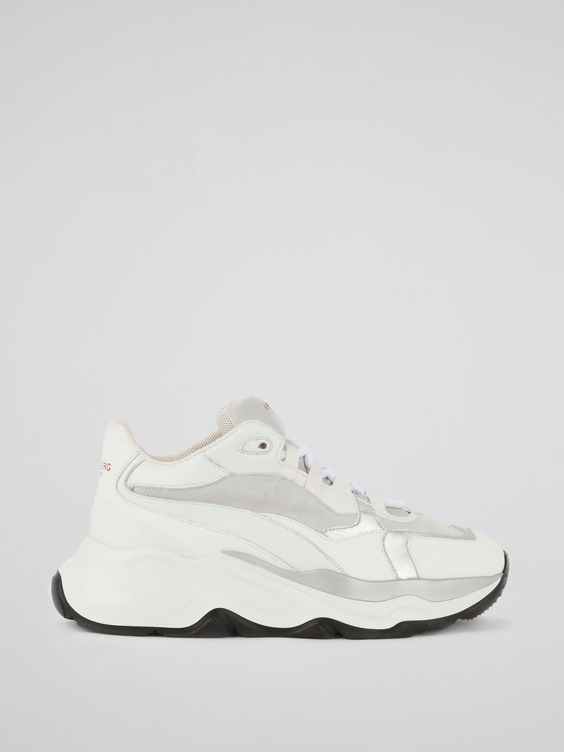 White Suede Panel Active Sneakers