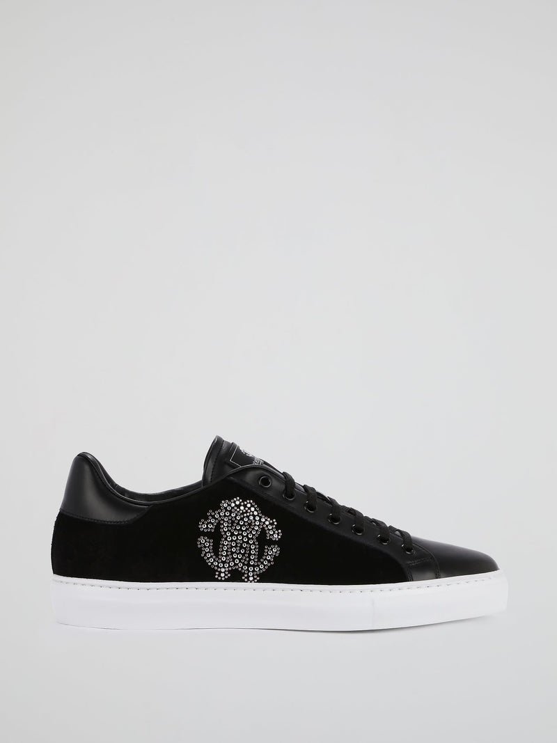 Black Studded Monogram Sneakers