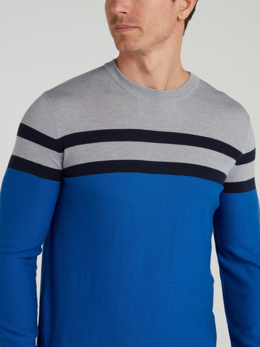 Blue Striped Knitted Sweater