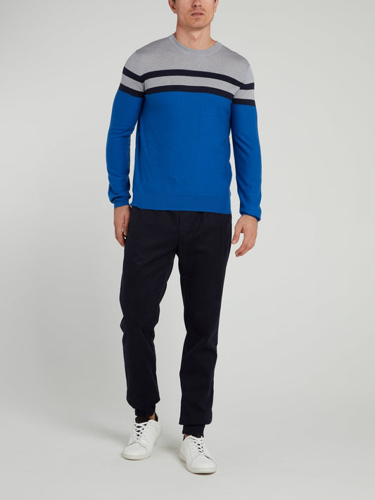 Blue Striped Knitted Sweater