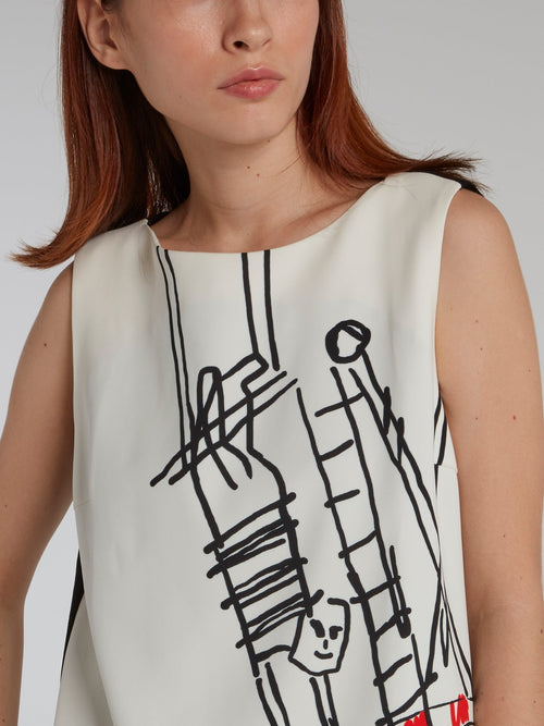 Doodle Print Shift Mini Dress