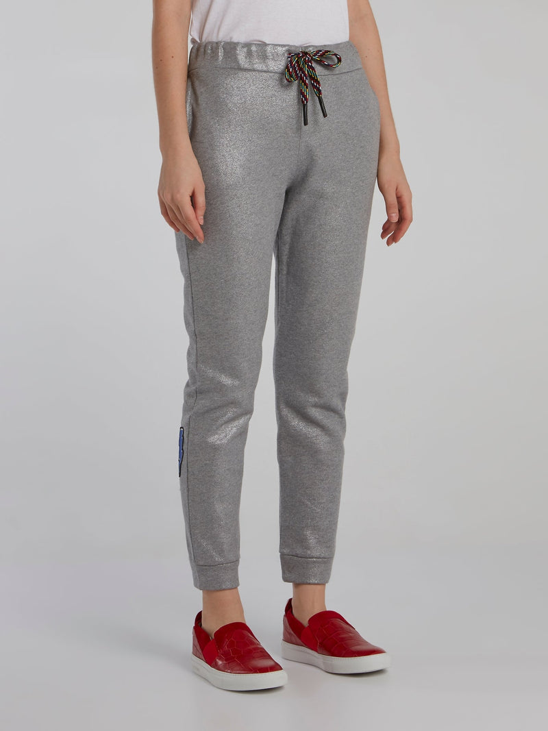 Metallic Patched Track Pants