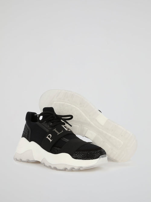 Black Crystal Mesh Runner Sneakers