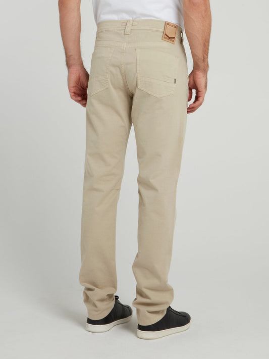 Beige Straight Cut Pants