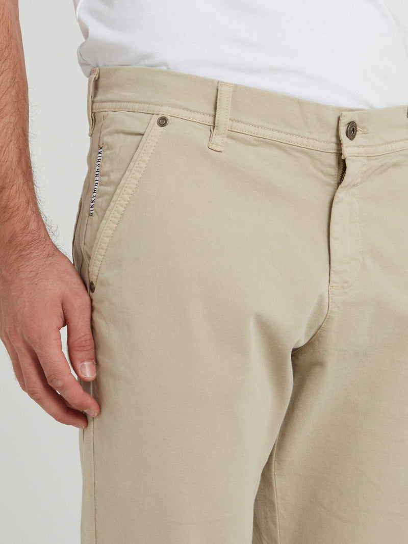 Beige Straight Cut Pants