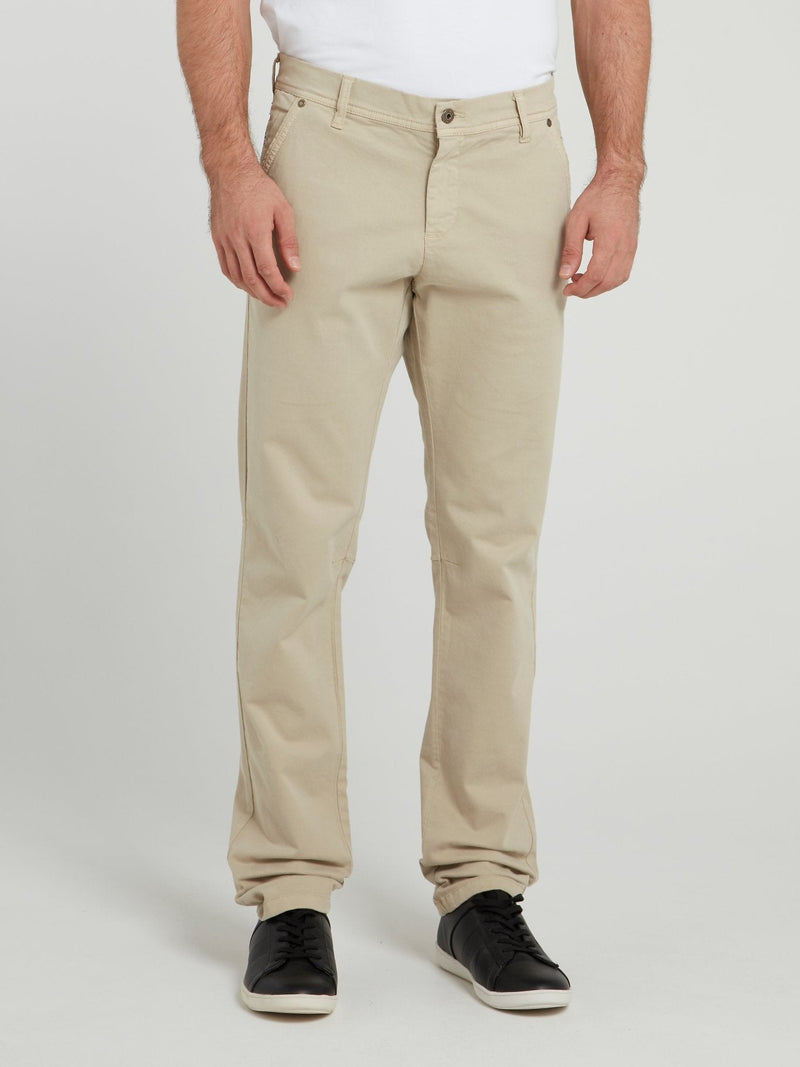 Beige Straight Cut Pants