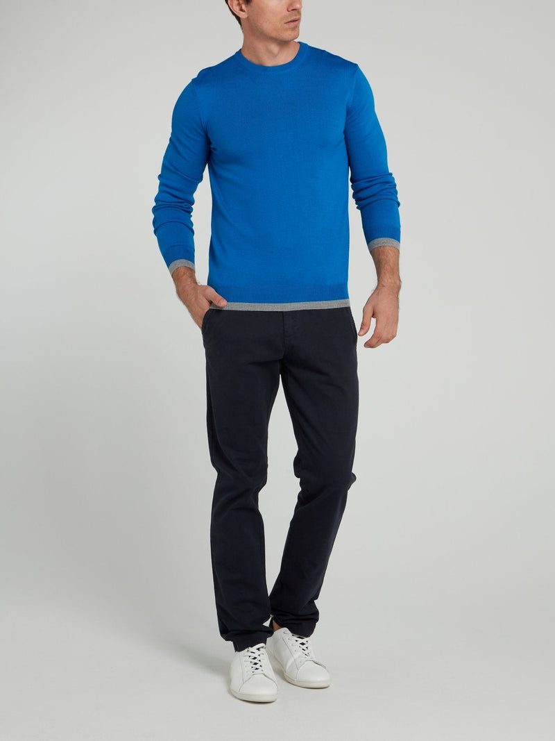 Navy Straight Fit Trousers