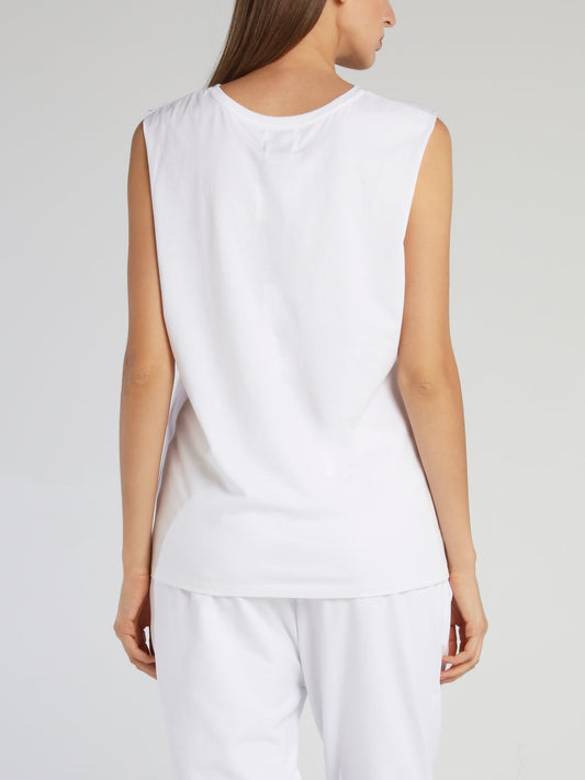 Chrissy White Statement Cut Off Top