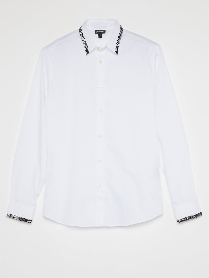 White Contrast Trim Shirt