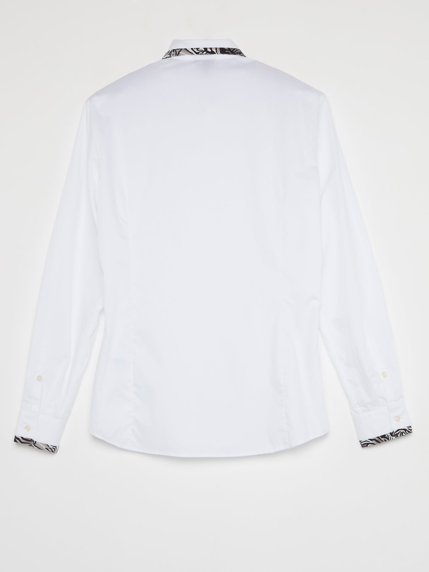 White Contrast Trim Shirt