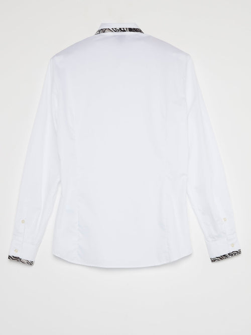 White Contrast Trim Shirt