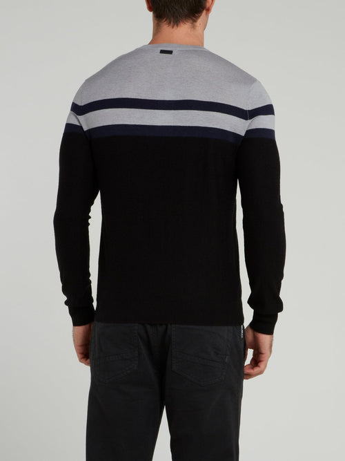 Black Striped Knitted Sweater