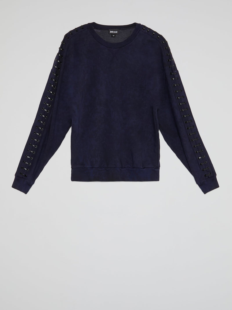 Navy Shoulder Stitch Detail Sweatshirt