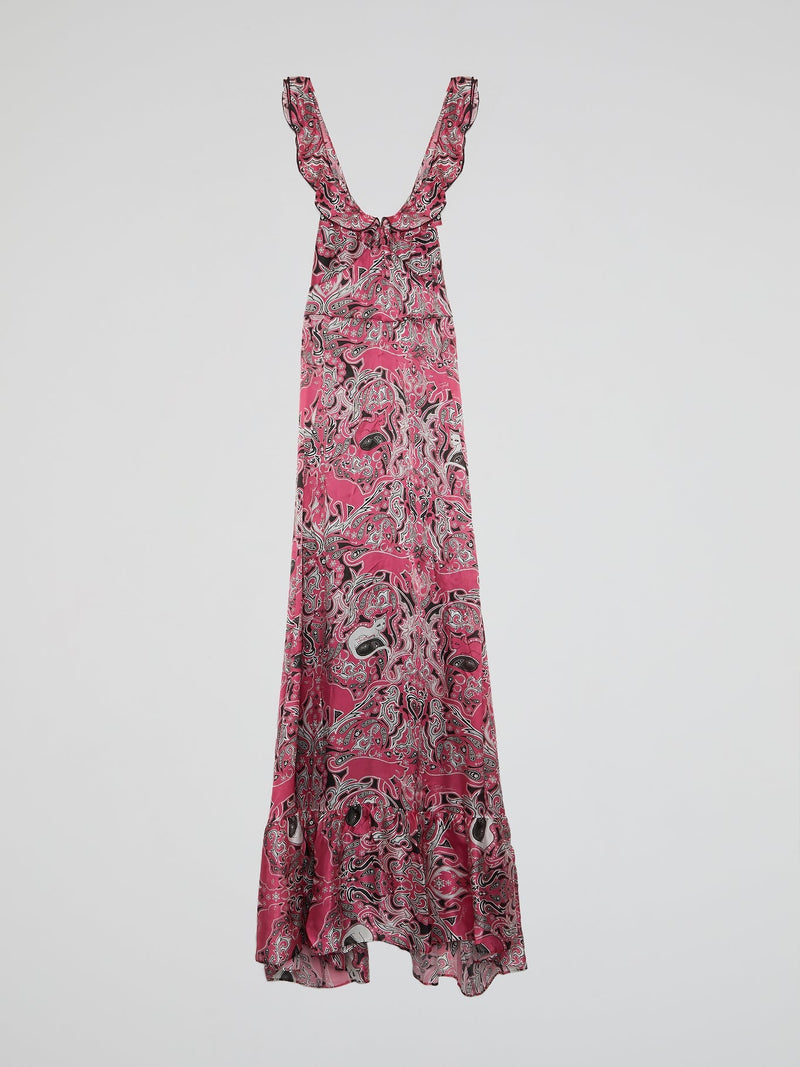 Pink Paisley Print Maxi Dress