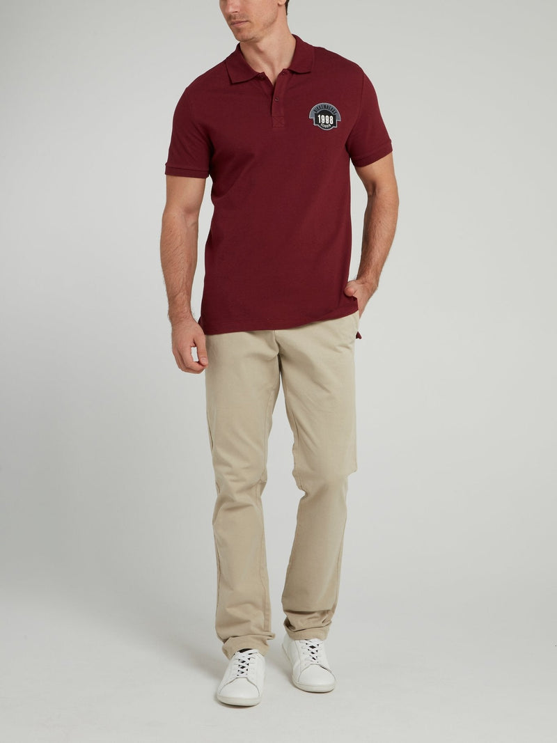 Burgundy Logo Knitted Polo Shirt