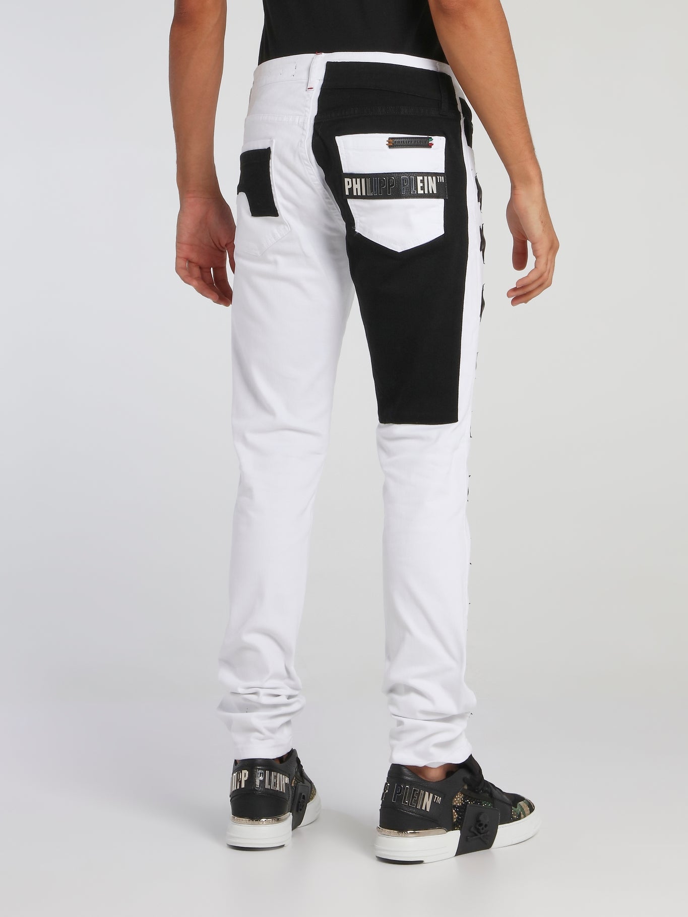 White Star Appliquéd Two-Tone Pants