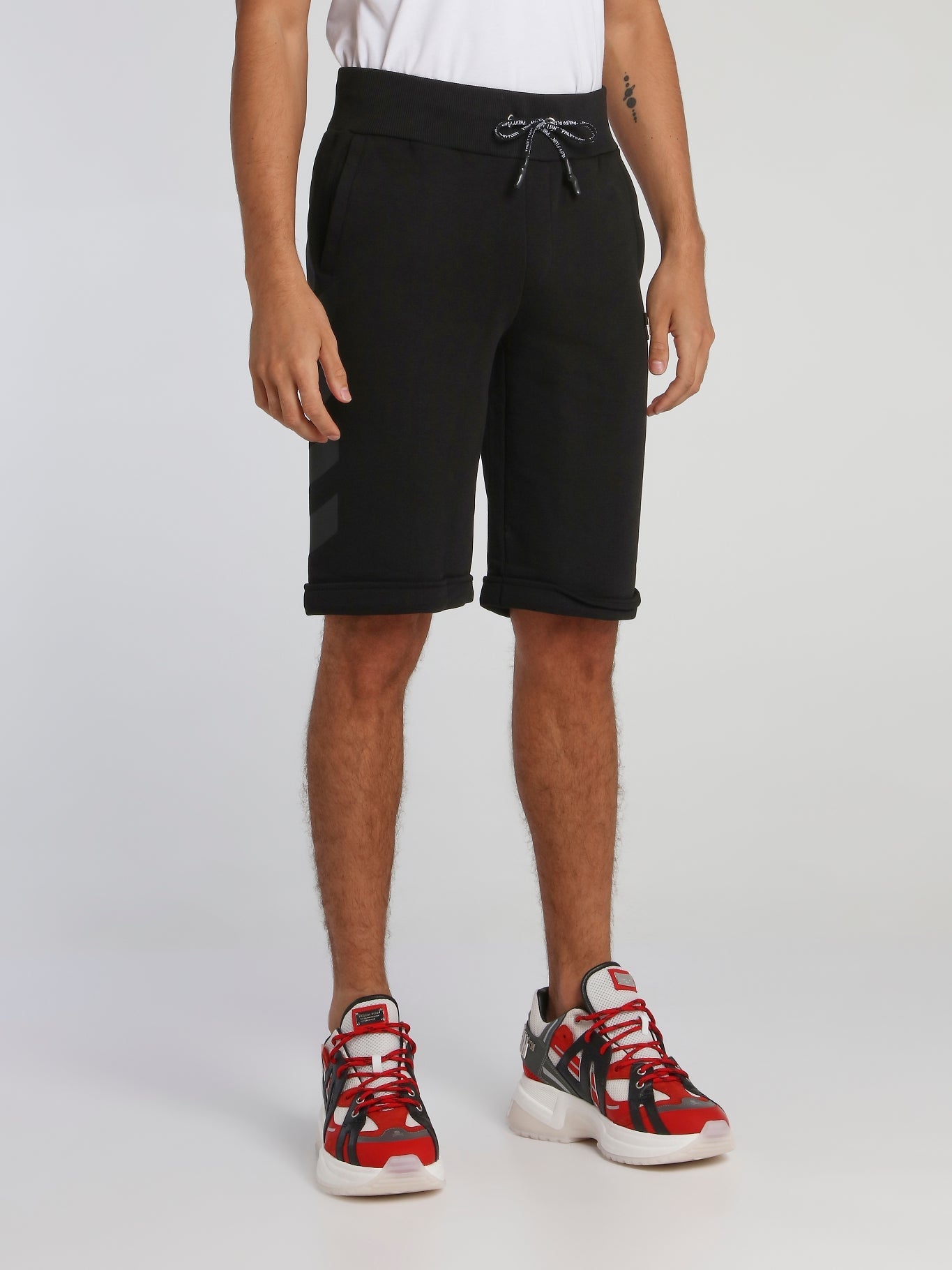 Black Folded Hem Jogging Shorts