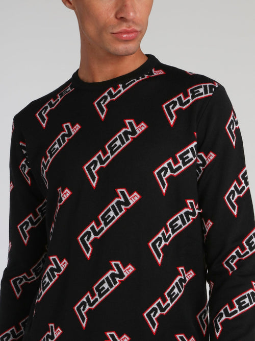 Space Plein Black Crewneck Pullover