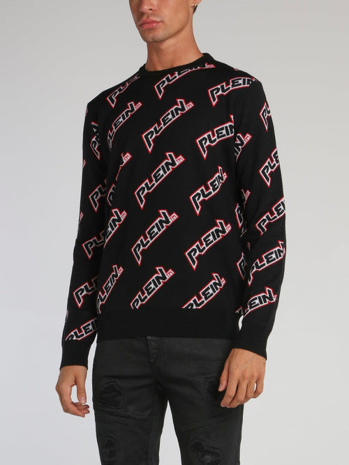 Space Plein Black Crewneck Pullover