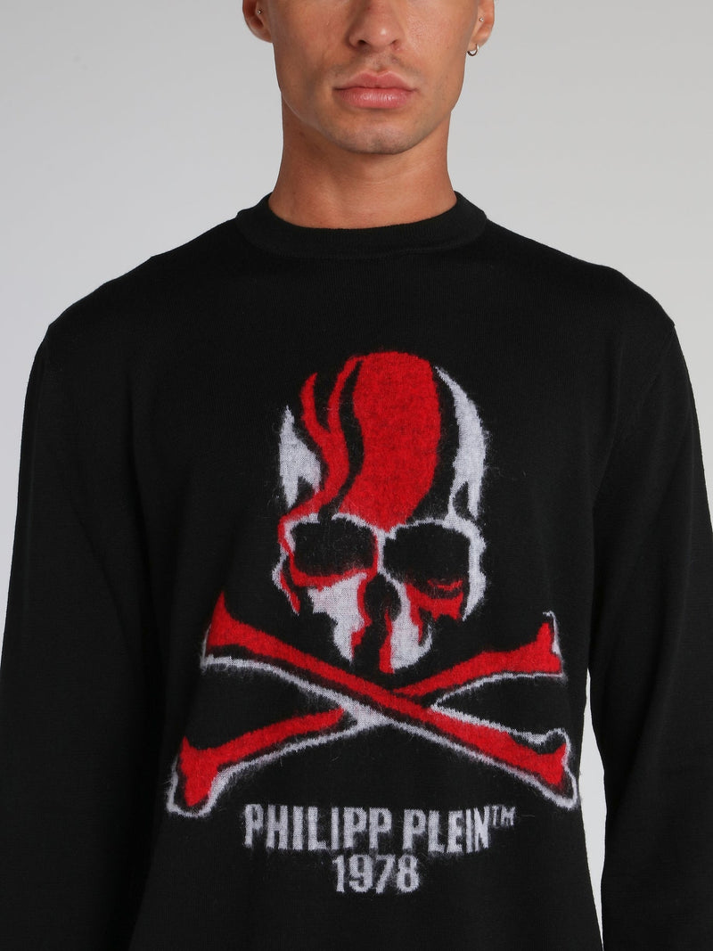 Black Skull Crewneck Pullover