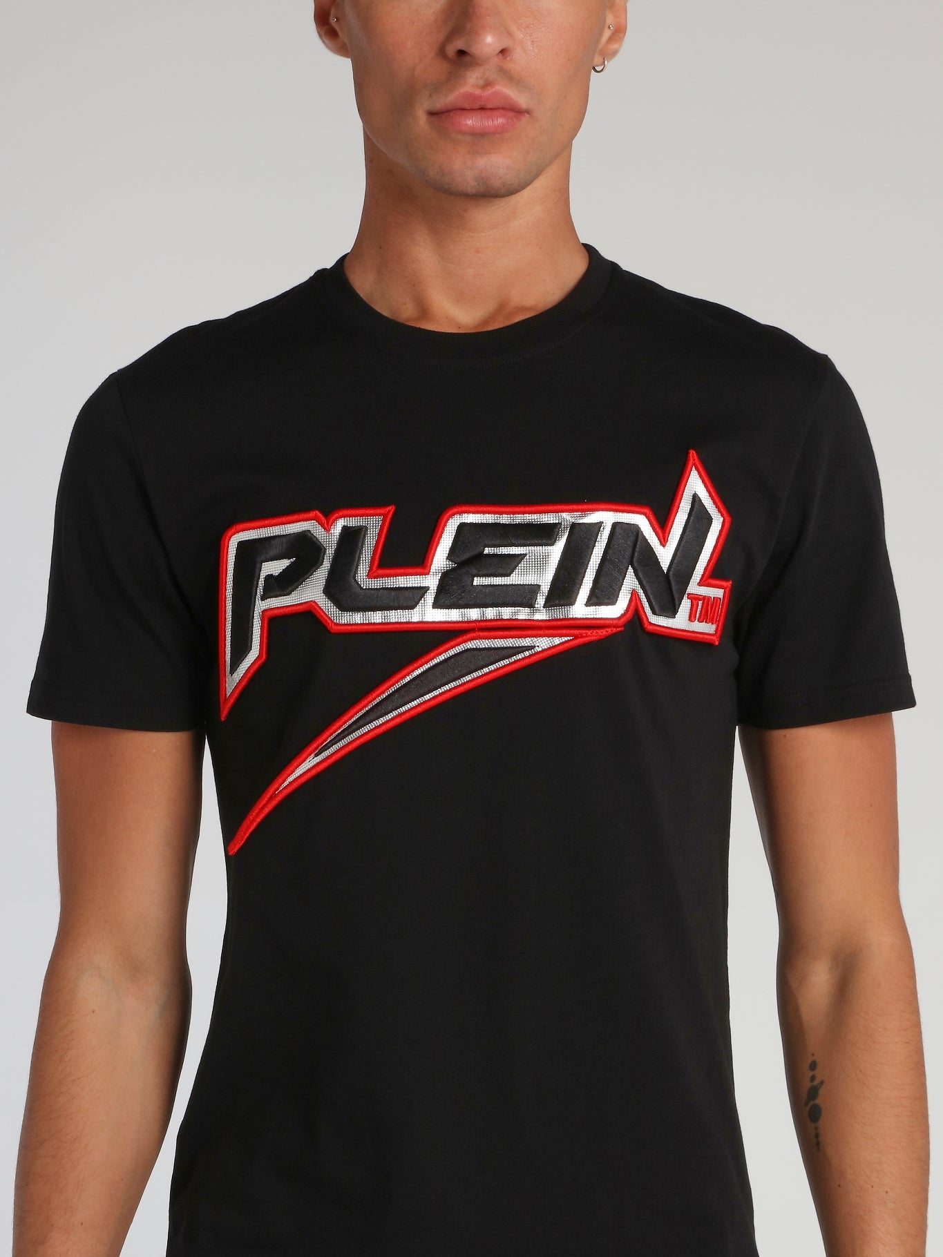 Space Plein Black Embroidered Logo T-Shirt