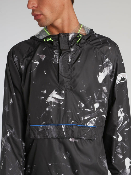 Black Contrast Paint Splatter Windbreaker