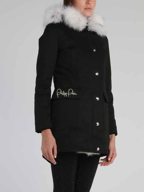 Black Contrast Fur Parka