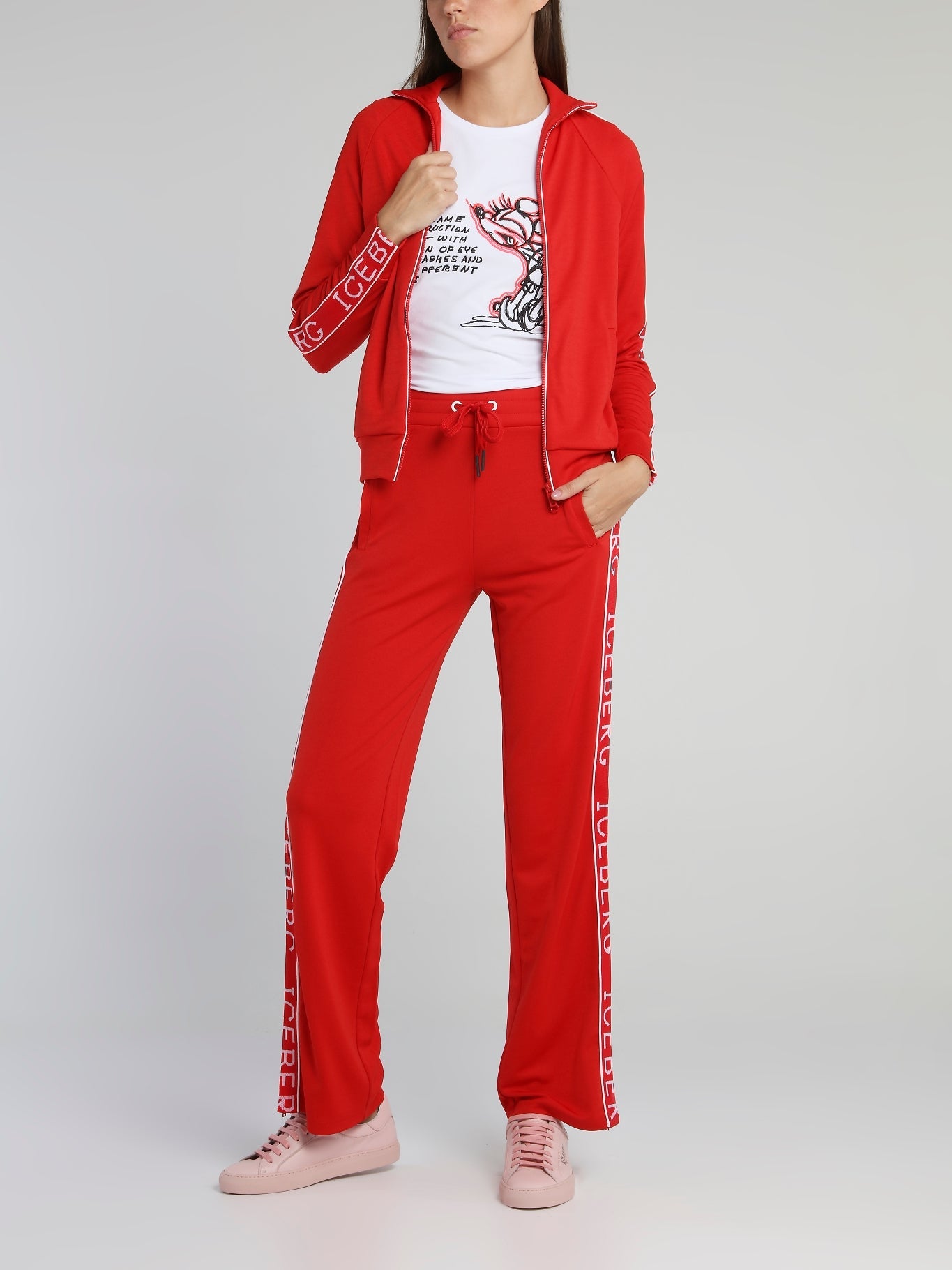 Red Logo Tape Drawstring Track Pants