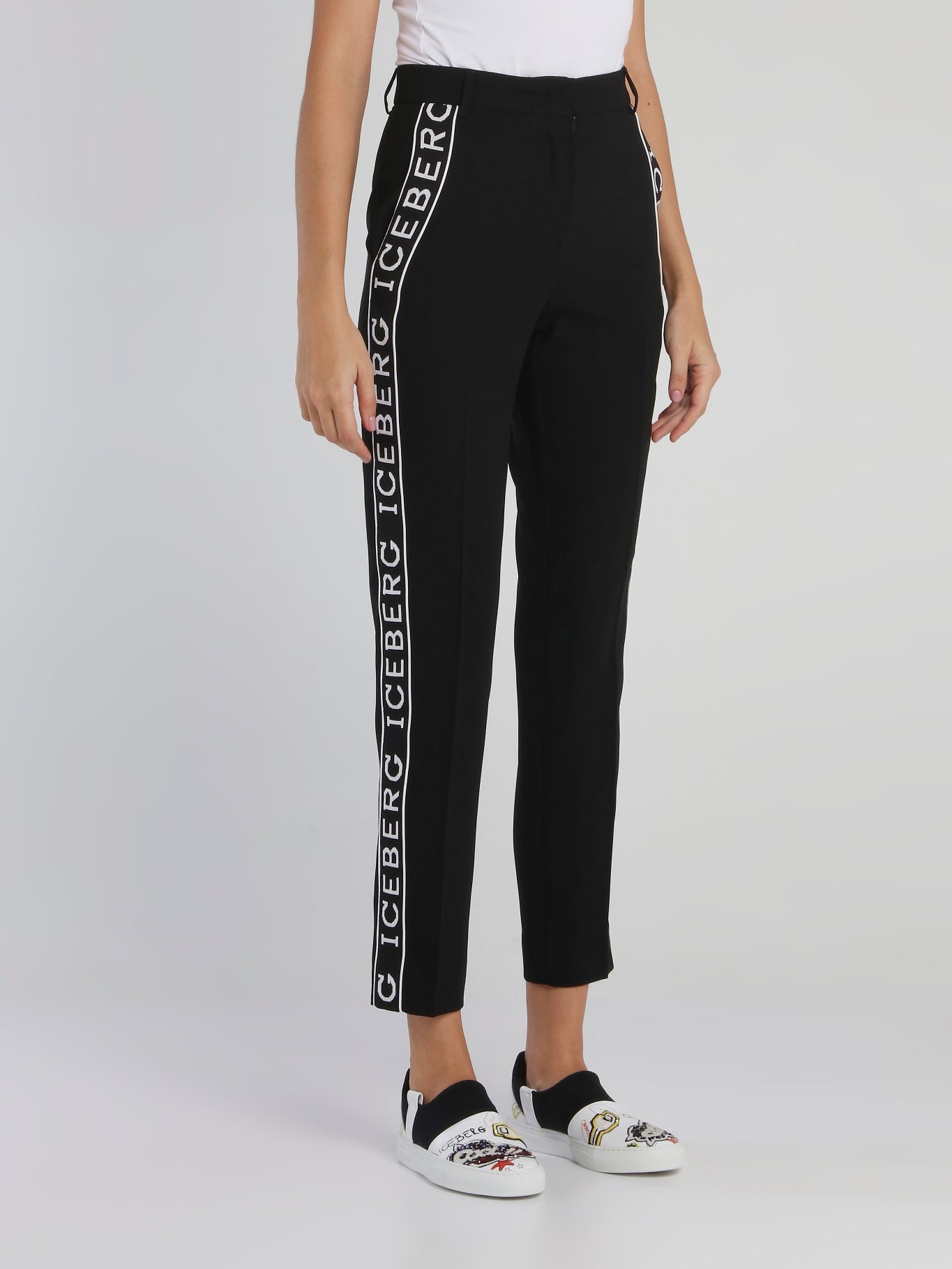 Black Logo Tape High Waist Trousers