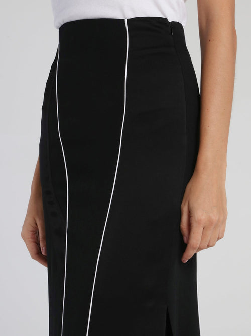 Black High Rise Long Skirt