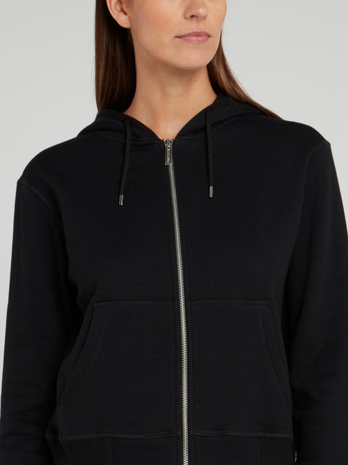 Black Zip Up Drawstring Jacket