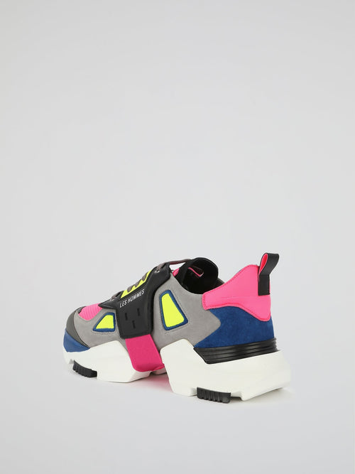 Colour Block Mesh Panel Platform Sneakers